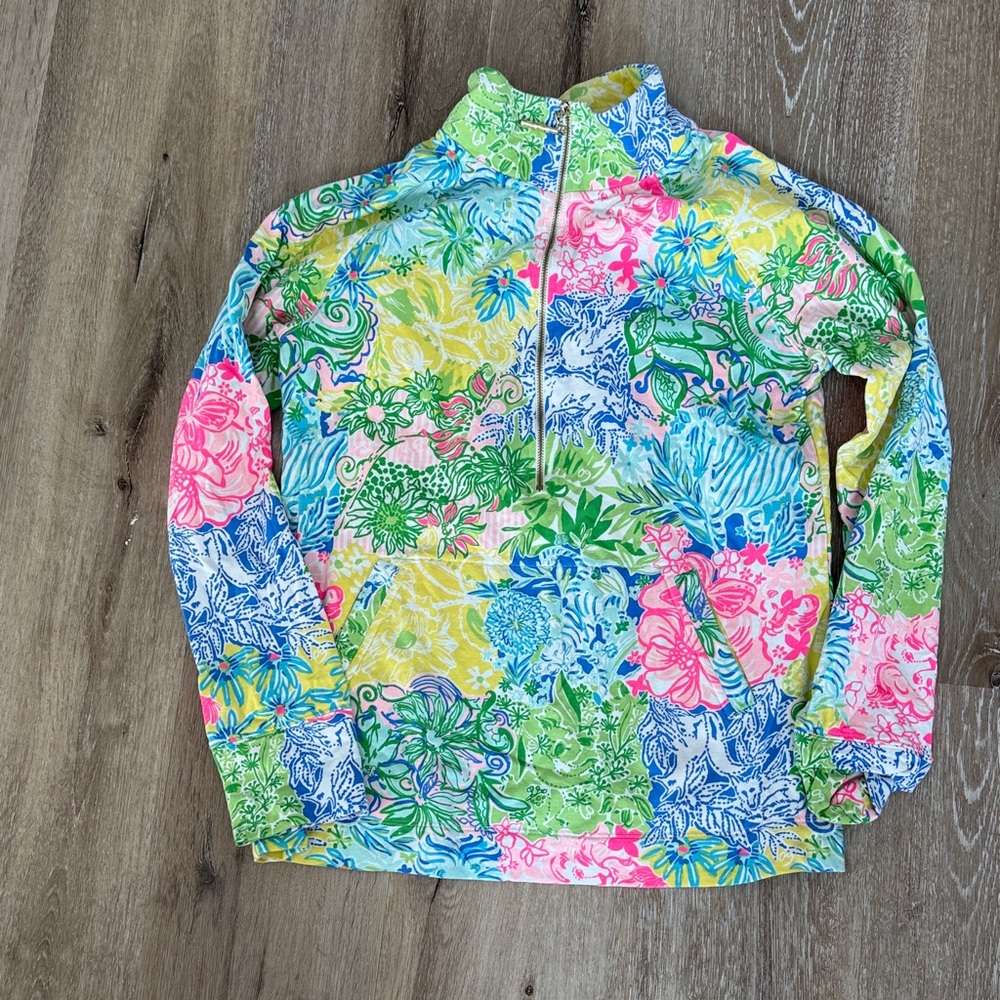 Lilly Pulitzer Colorful Floral Quarter-Zip Pullover